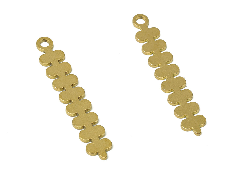 Brass Long Rectangle Bar Earring Charms - Raw Brass Long Flower Pendant With Loop - For Necklace - 27.97x4.72x0.66mm - PPA4876 - DOMEDBAZAAR