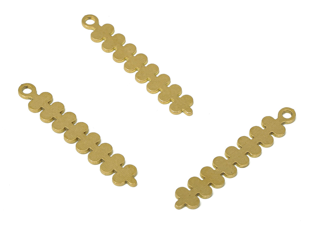 Brass Long Rectangle Bar Earring Charms - Raw Brass Long Flower Pendant With Loop - For Necklace - 27.97x4.72x0.66mm - PPA4876 - DOMEDBAZAAR