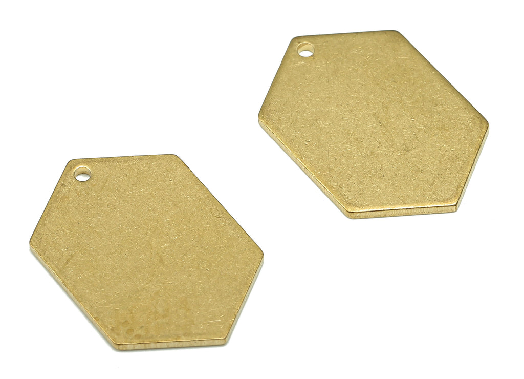 Brass Hexagon Earring Charms - Raw Brass Hexagon pendant - Brass Personalized stamping blank - Earring Findings - 20.43x13.9x0.97mm - PP5282 - DOMEDBAZAAR