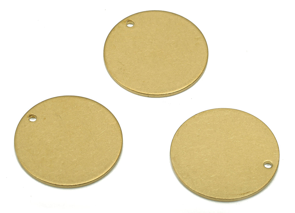 Brass Round Earring Charms - Raw Brass Circle Pendant - Earring Findings - Stamping Blank - Jewelry Supplies - 19.96x19.96x0.96mm - PP7958 - DOMEDBAZAAR