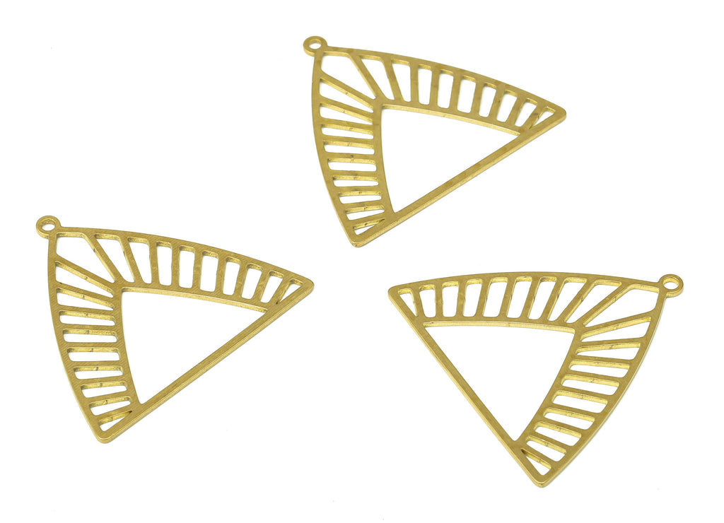 Brass Triangle Earring Charms - Raw Brass Triangle Cutout Pendant With Loop - For Necklace - Earring Findings - 31.73x29.2x0.65mm - PPA5286 - DOMEDBAZAAR