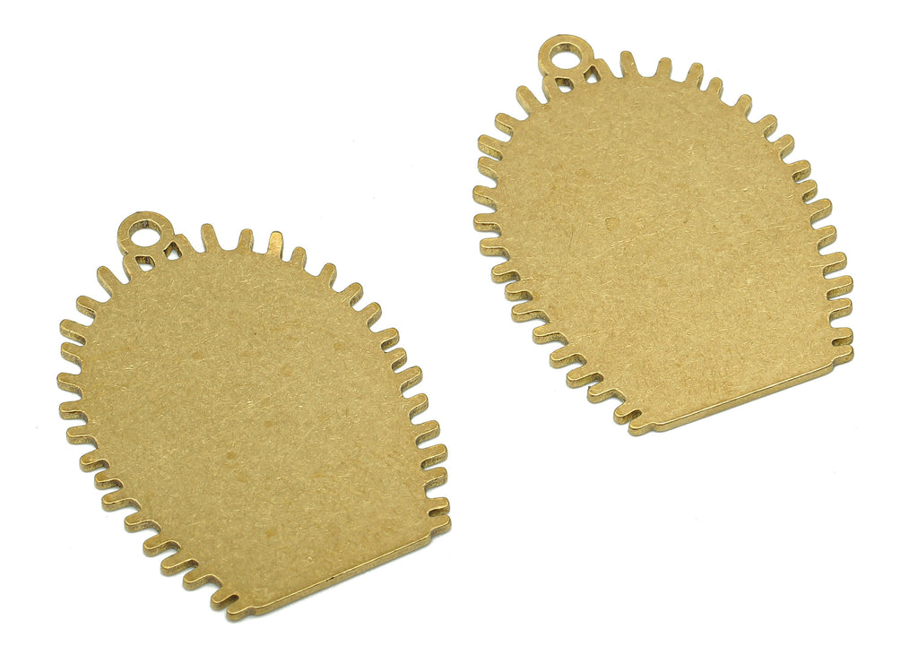 Brass Cactus Stamping Blank Charm - Raw Brass Cutout Earring - Half Oval Pendant With Loop - Domed For Necklace - 32x22.98x0.8mm - PPA5556 - DOMEDBAZAAR