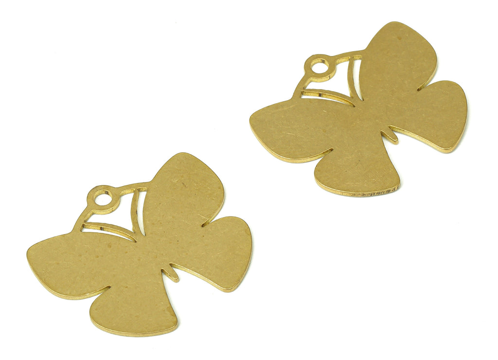 Brass Butterfly Earring Charms - Raw Brass Stamping Blank Cutout Pendant With Loop - For Necklace - 24.86x21.64x0.62mm - PPA4587 - DOMEDBAZAAR