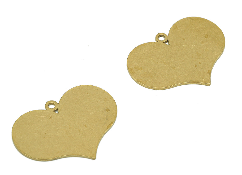 Brass Stamping Blank Heart Charms - Raw Brass Heart Earring - Heart Pendant With Loop - Heart For Necklace - 24.85x18.45x0.68mm - PPA5633 - DOMEDBAZAAR