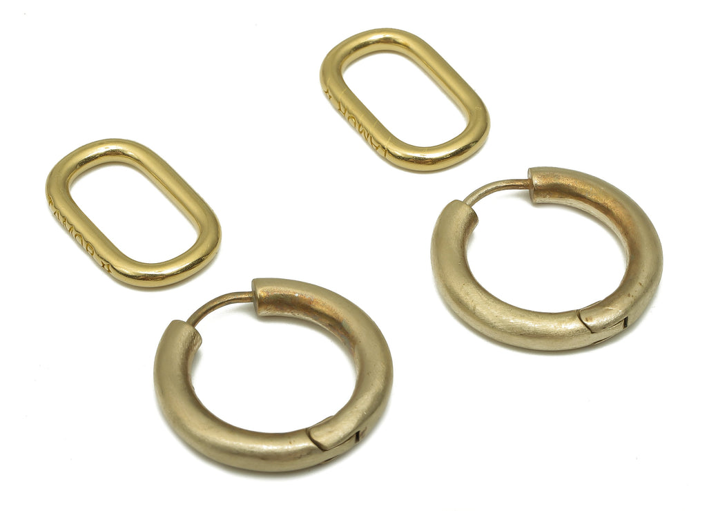 Brass Round & Rectangle Connector - Raw Brass Circle Earring Clasp - Hoop Earring - Earring Connector - 41x21.74x3.57mm - PP7883 - DOMEDBAZAAR