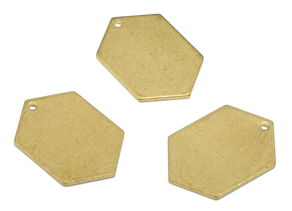 Brass Hexagon Earring Charms - Raw Brass Hexagon pendant - Brass Personalized stamping blank - Earring Findings - 20.43x13.9x0.97mm - PP5282 - DOMEDBAZAAR