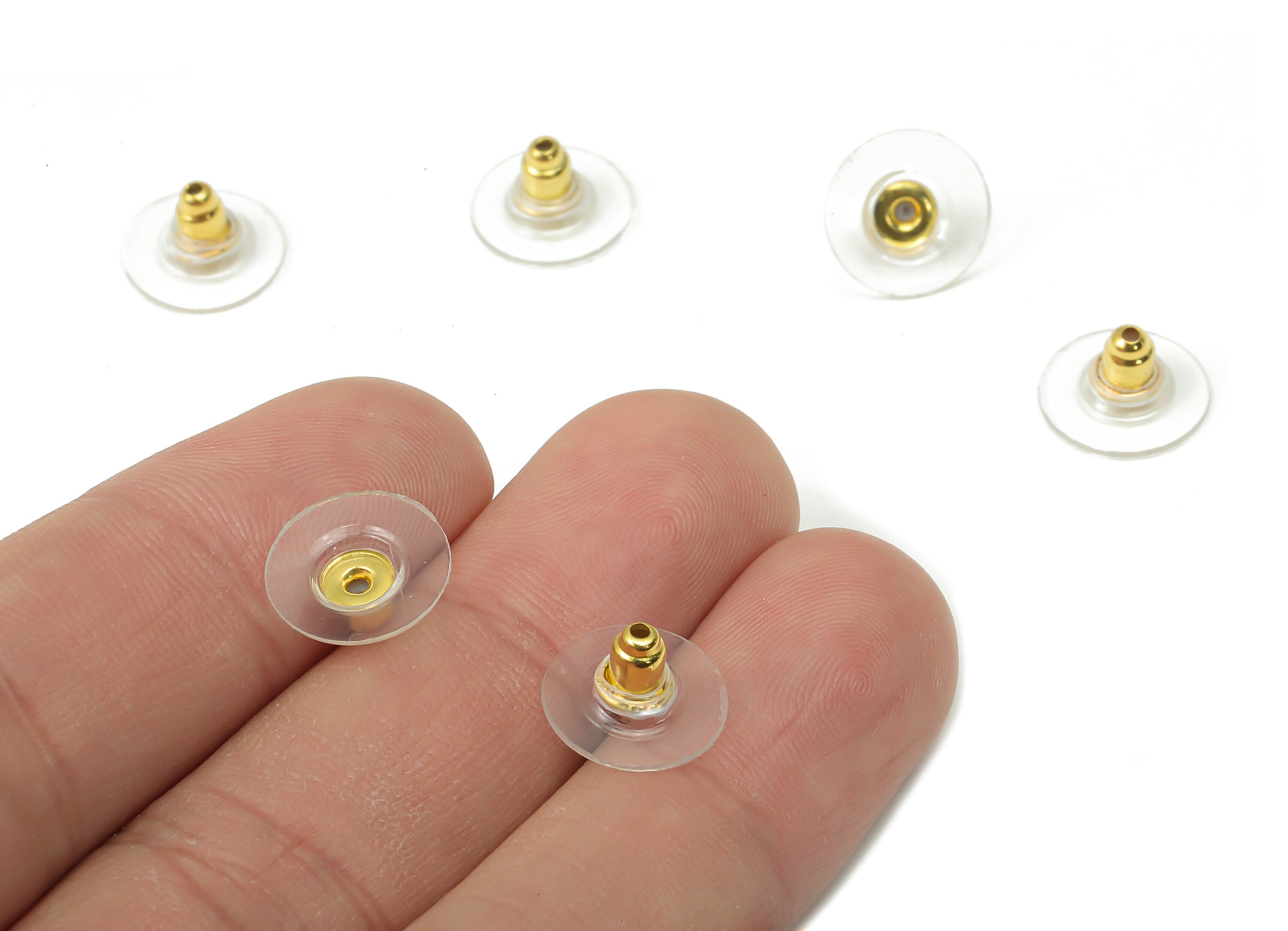 100pcs Plastic Metal Earring Backs Bullet Stoppers Earnuts Ear