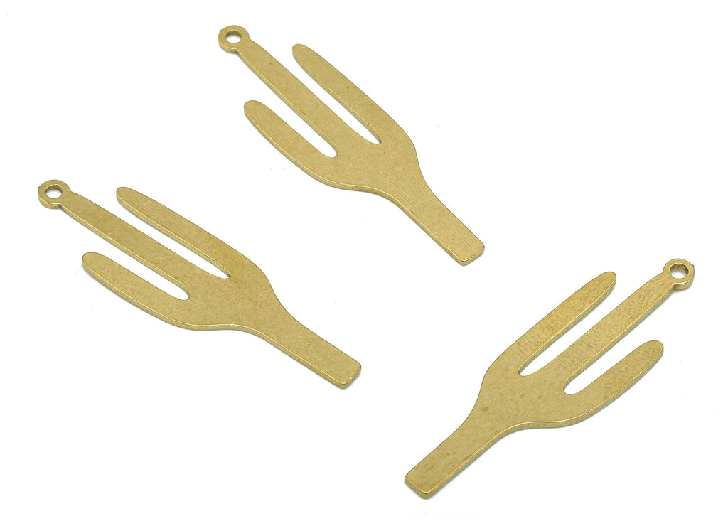 Brass Cactus Earring Charms - Raw Brass Cactus Earring - Cactus Pendant With Loop - Cactus Charm For Necklace - 36x10.4x0.8mm - PPA5489 - DOMEDBAZAAR