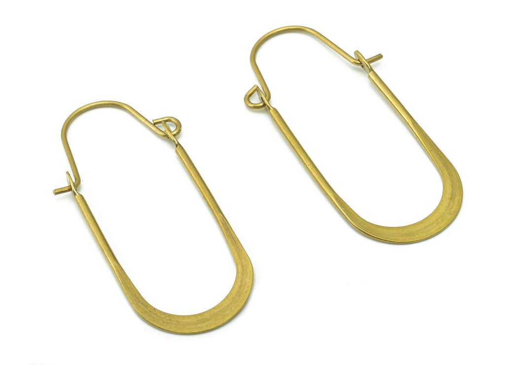 Brass Hammered Oval Earrings Wire - Raw Brass Earring Wires - Earring Wires Findings - Jewellery Supplies - 38.4x15.5x1.2mm - PP1495B - DOMEDBAZAAR