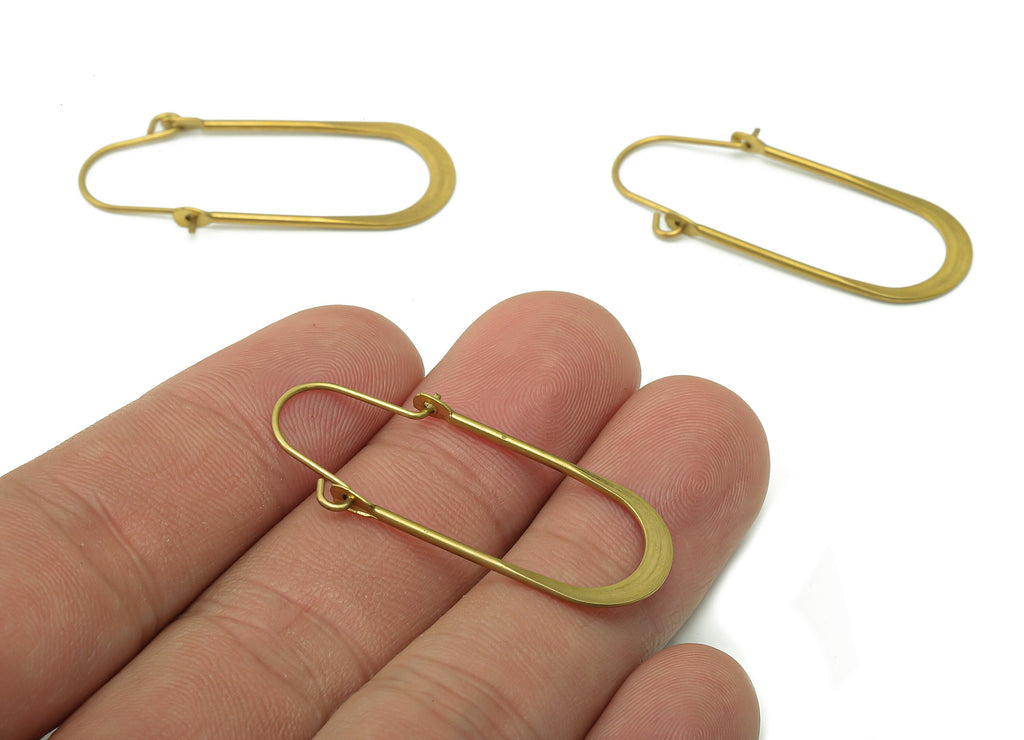 Brass Hammered Oval Earrings Wire - Raw Brass Earring Wires - Earring Wires Findings - Jewellery Supplies - 38.4x15.5x1.2mm - PP1495B - DOMEDBAZAAR