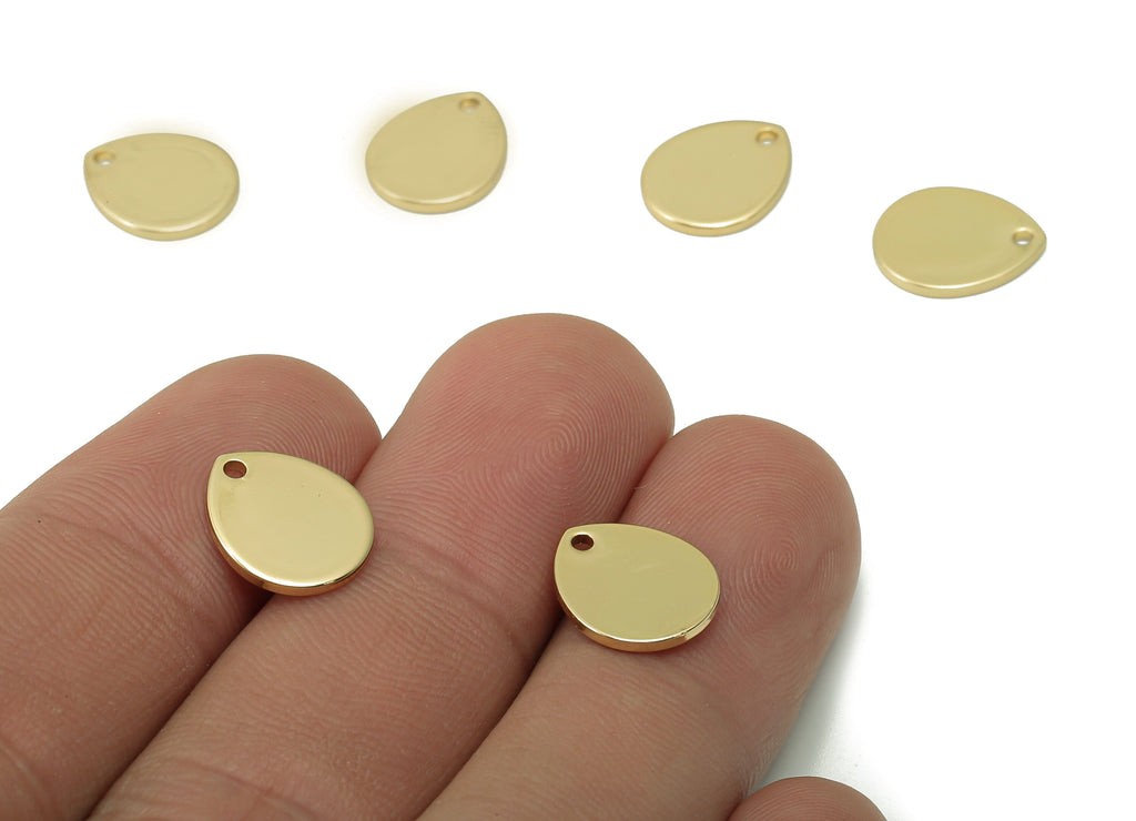Brass Mini Drop Earring Charm - Gold Mini Teardrop Earring - Pendant For Necklace - 18K Real Gold Plating Charms - 11.96x9.9x1.1mm - RGP5344 - DOMEDBAZAAR
