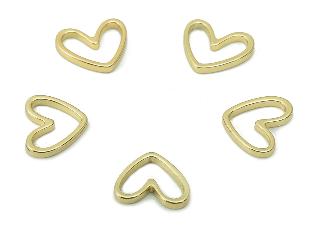 Brass Mini Heart Earring Charm - Small Gold Heart Ring - Pendant For Necklace - 18K Real Gold Plating Charms - 8.45x7.06x1.11mm - RGP5345 - DOMEDBAZAAR