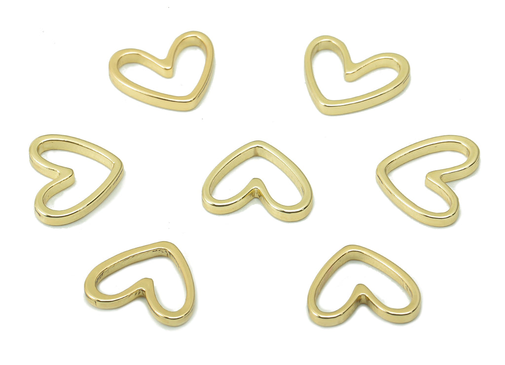 Brass Mini Heart Earring Charm - Small Gold Heart Ring - Pendant For Necklace - 18K Real Gold Plating Charms - 8.45x7.06x1.11mm - RGP5345 - DOMEDBAZAAR