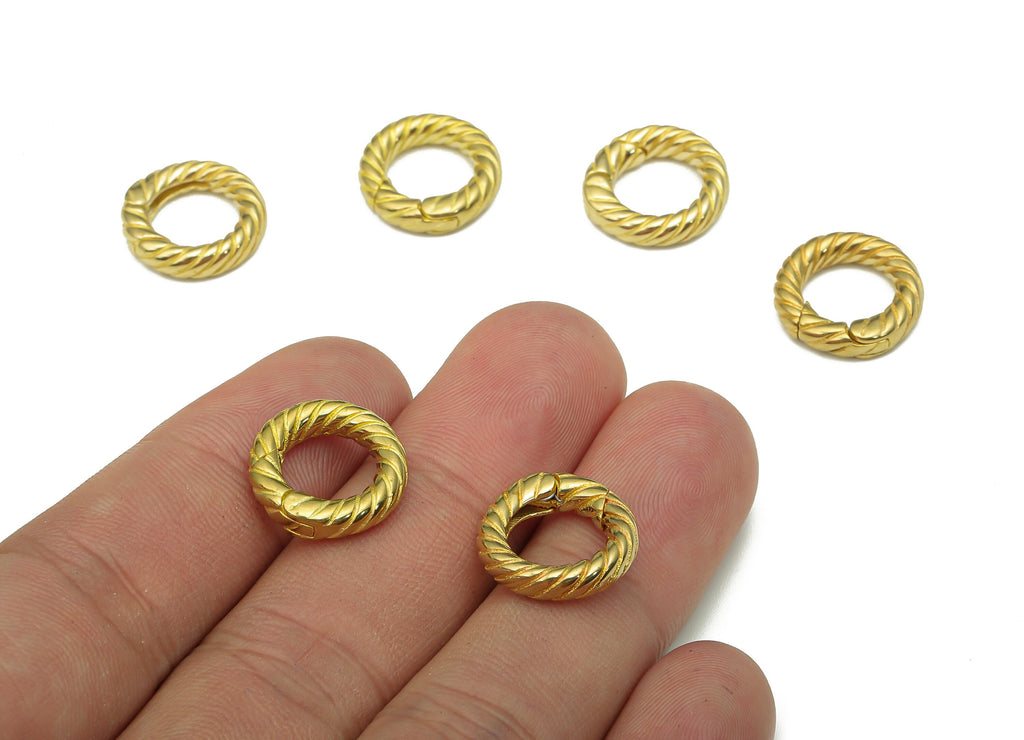 Brass Twisted Hoop Clasp - Raw Brass Circle Earring - Twisted Parrot Clips Earring - Round Parrot Clasp Earring - 15.1x15.1x3.5mm - PP7986 - DOMEDBAZAAR