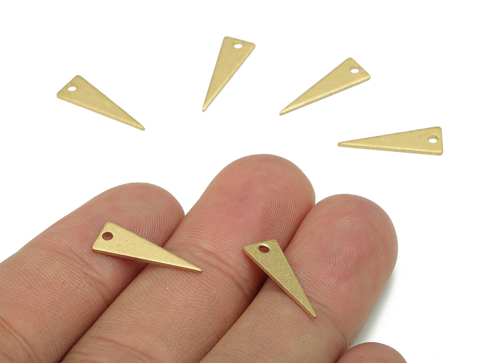 Brass Triangle Earring Charms - Raw Brass Triangle Pendant - Earring Findings - Jewelry Making Supplies - 17.54x5.99x0.82mm - PP7987 - DOMEDBAZAAR