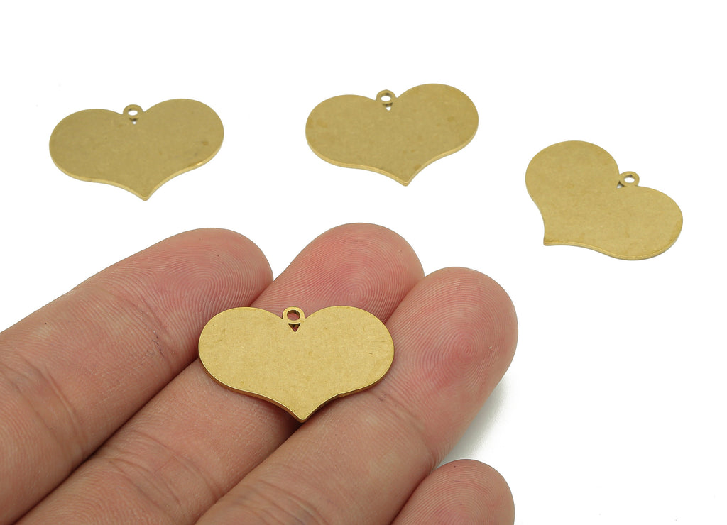 Brass Stamping Blank Heart Charms - Raw Brass Heart Earring - Heart Pendant With Loop - Heart For Necklace - 24.85x18.45x0.68mm - PPA5633 - DOMEDBAZAAR