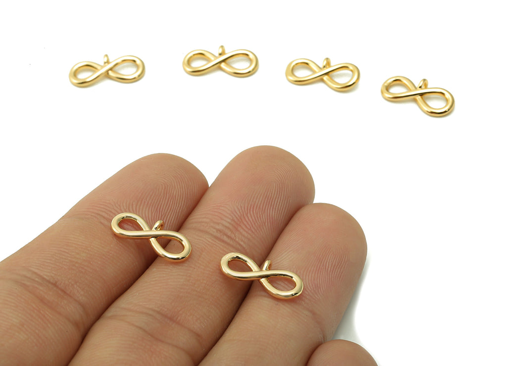 Brass Knot Earring Charm - Gold Figure 8 Earring - Infinity Pendant With Loop - 18K Real Gold Plated Brass - 14.1x6.3x1.5mm - RGP5362 - DOMEDBAZAAR
