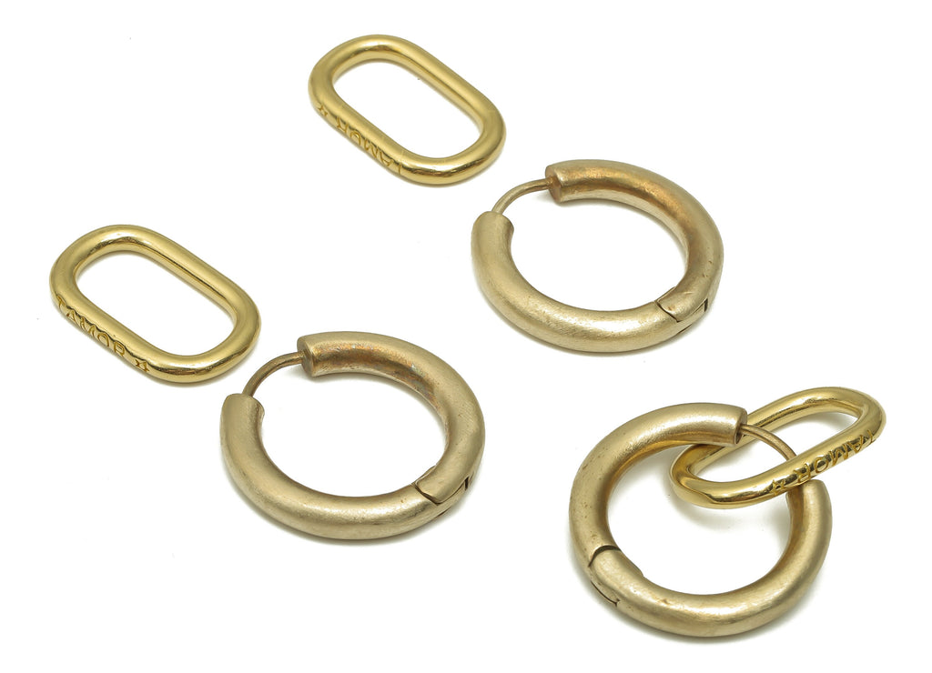 Brass Round & Rectangle Connector - Raw Brass Circle Earring Clasp - Hoop Earring - Earring Connector - 41x21.74x3.57mm - PP7883 - DOMEDBAZAAR
