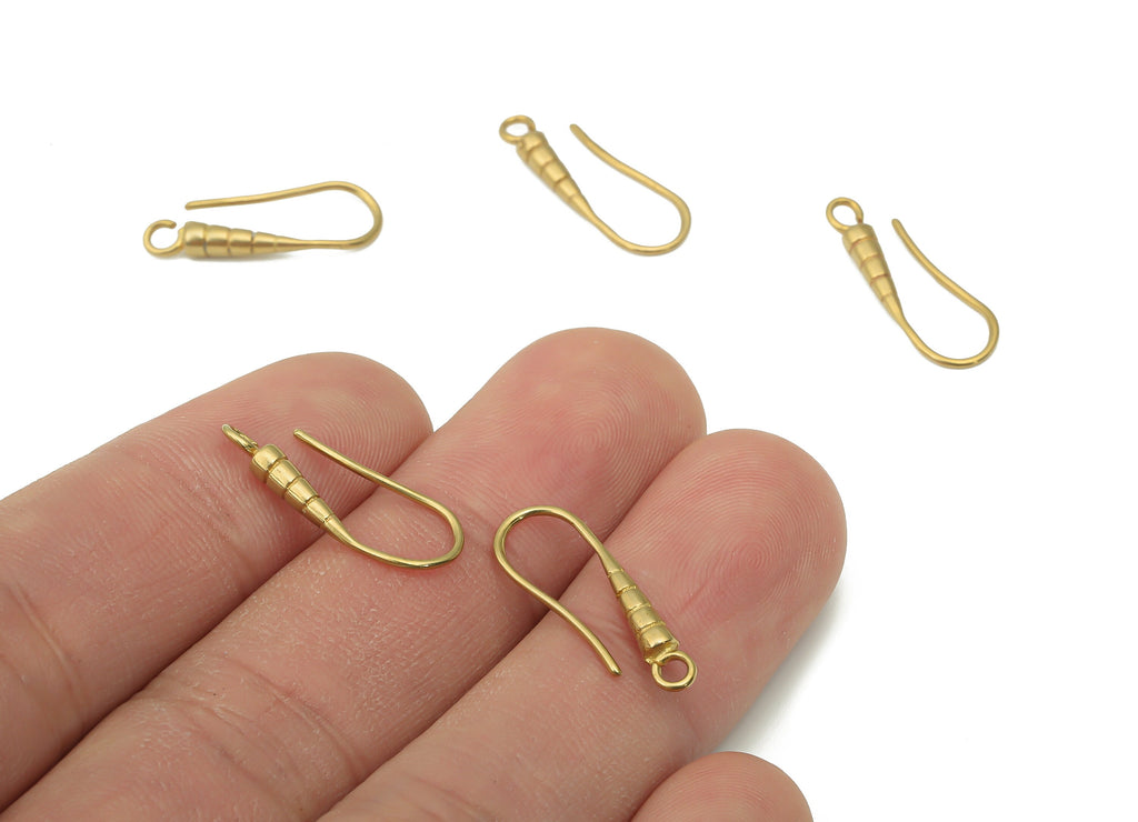 Brass Earrings Wires - Raw Brass Earrings Hooks With Loop - Earring Textured Hook Findings - Earring Wires - 21x7.3x2.5mm - PP7398 - DOMEDBAZAAR