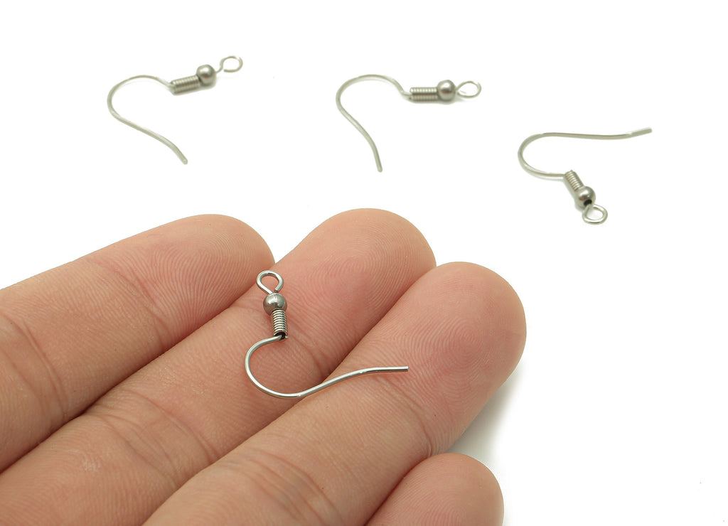 Stainless Steel Earring Hook - 0.7X19 Stainless Steel Earring Wires - Earring Findings - 316 Stainless Steel - 22.24x19.14x2.92mm - SS1408 - DOMEDBAZAAR