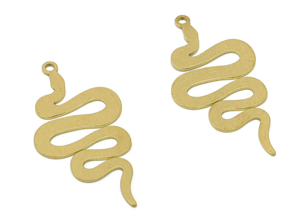 Brass Snake Earring Charms - Raw Brass Snake Earring - Pendant With Loop - Stamping Blank Snake Charm - 35.9x15.6x0.7mm - PPZ0186 - DOMEDBAZAAR