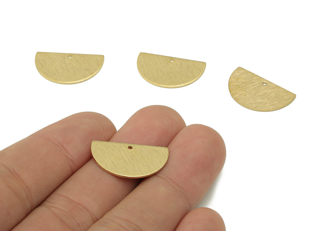 Brass Half Round Earring Charms - Raw Brass Textured Semicircle Pendant - Stamping Blank - Earring Findings - 21.4x12.9x0.8mm - PP8082 - DOMEDBAZAAR