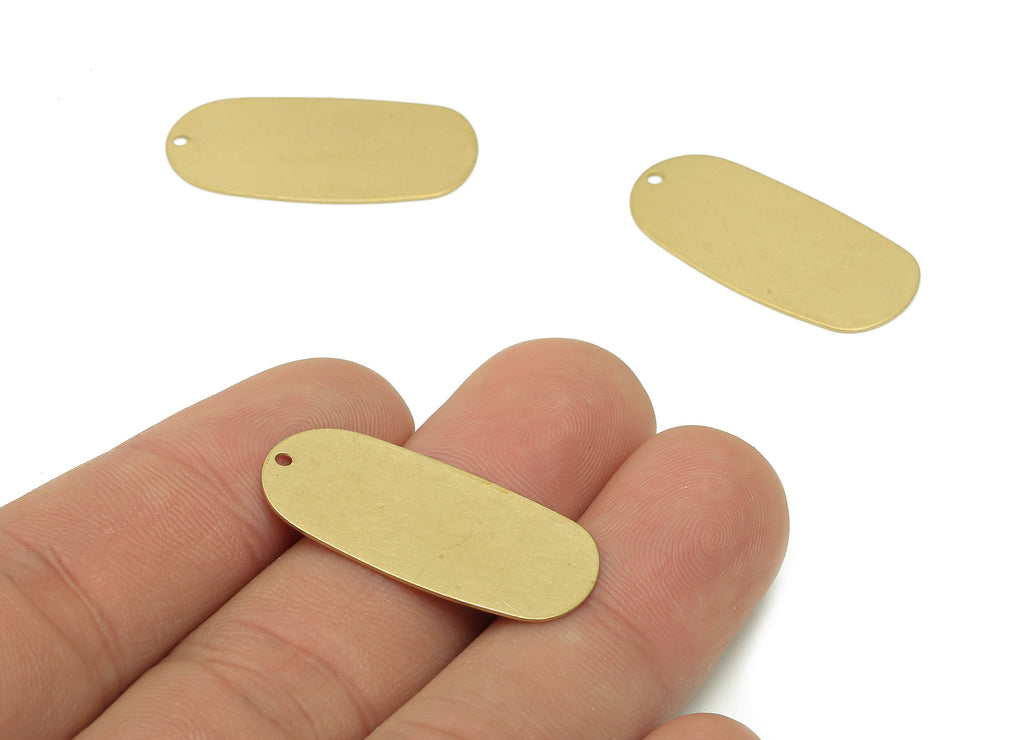 Brass Oval Rectangle Earring Charms - Raw Brass Oval Rectangle Pendant - Earring Findings - Stamping Blank - 29.9x14.2x0.5mm - PP8081 - DOMEDBAZAAR