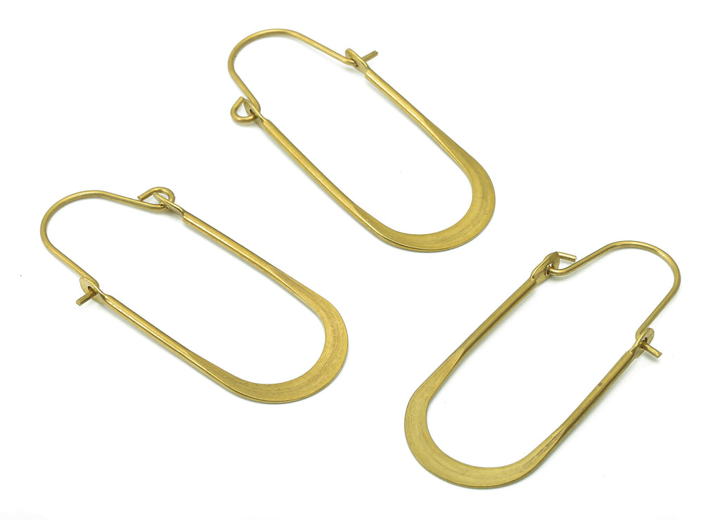 Brass Hammered Oval Earrings Wire - Raw Brass Earring Wires - Earring Wires Findings - Jewellery Supplies - 38.4x15.5x1.2mm - PP1495B - DOMEDBAZAAR