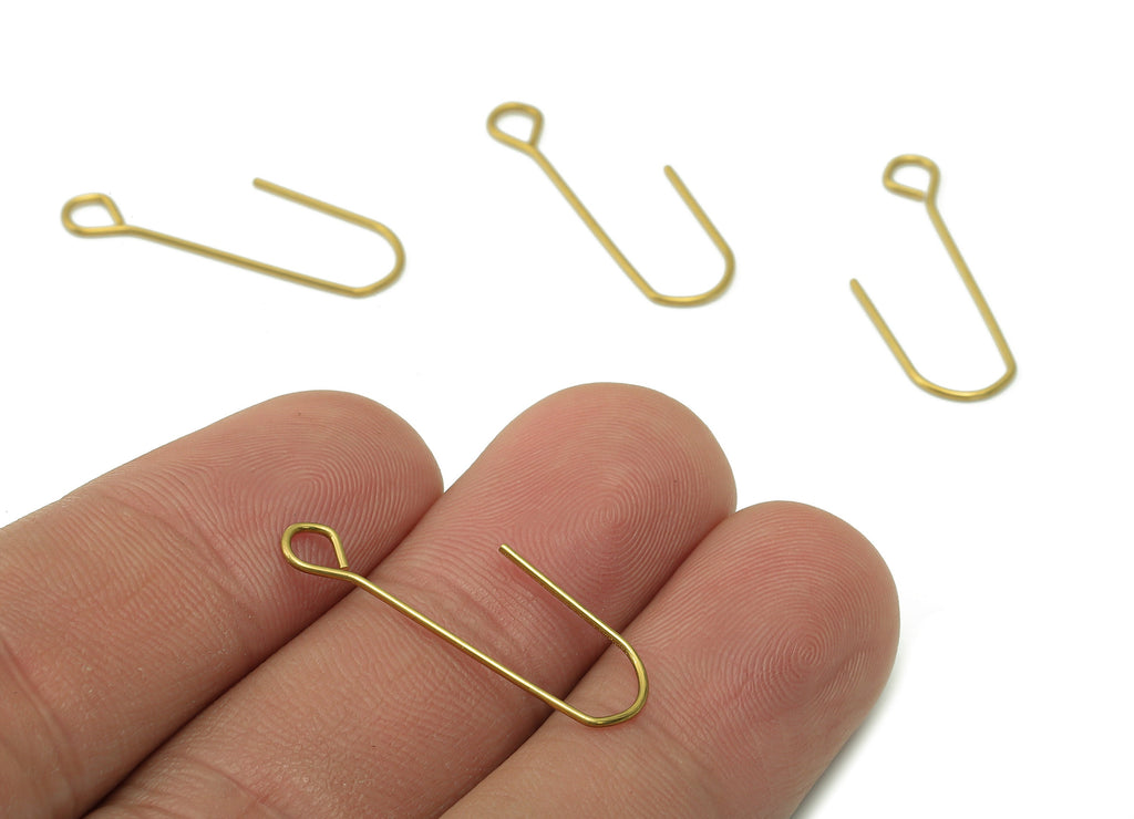 Brass Earring Wires - Raw Brass Ear Wire - Earring Hook With Loop - Earring Wire Findings - Jewelry Making Supplies - 26.11x7.9x0.7 - PP7990 - DOMEDBAZAAR