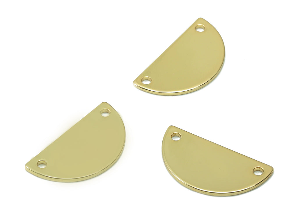 Brass Semicircle Connector - Gold Half Round Earring - Pendant With 2 Holes - 18K Real Gold Plating Charms - 15.43x8.1x0.7mm - RGP5341 - DOMEDBAZAAR