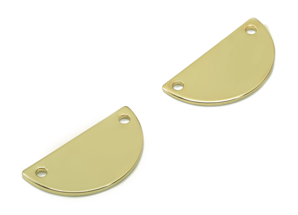 Brass Semicircle Connector - Gold Half Round Earring - Pendant With 2 Holes - 18K Real Gold Plating Charms - 15.43x8.1x0.7mm - RGP5341 - DOMEDBAZAAR