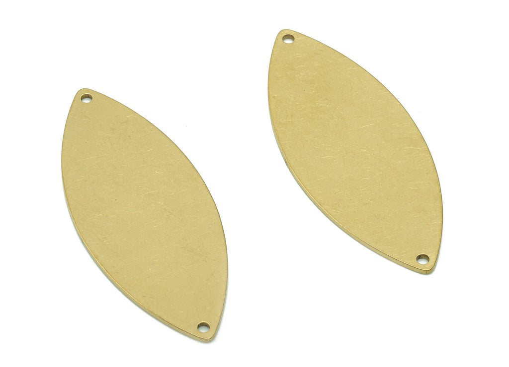 Brass Marquise Connector - Raw Brass Marquise Earring - Personalized Stamping Blank - 2 Holes - Pendant For Necklace-40.4x16.2x0.7mm-PP7995B - DOMEDBAZAAR