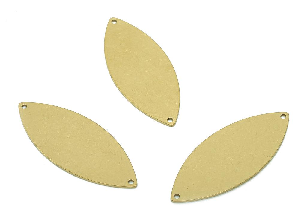 Brass Marquise Connector - Raw Brass Marquise Earring - Personalized Stamping Blank - 2 Holes - Pendant For Necklace-40.4x16.2x0.7mm-PP7995B - DOMEDBAZAAR
