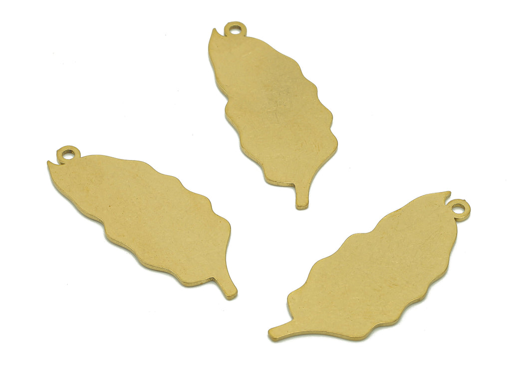 Brass Leaves Earring Charms - Raw Brass Leaf Earring - Stamping Blank Pendant With Loop - Charm For Necklace - 32.1x12.8x0.8mm - PPA5655 - DOMEDBAZAAR