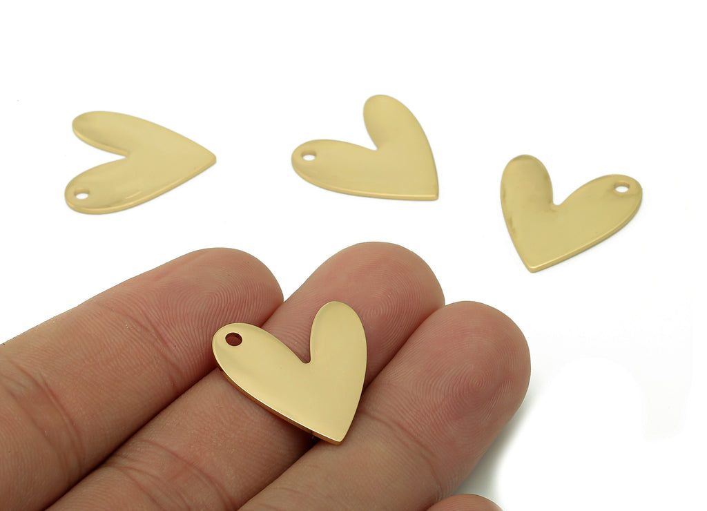 Steel Heart Earring Charm - Heart Pendant - 201 Stainless Steel - 18K Real Gold Plating Charm - 20.7x19.5x0.9mm - SS1399G - DOMEDBAZAAR