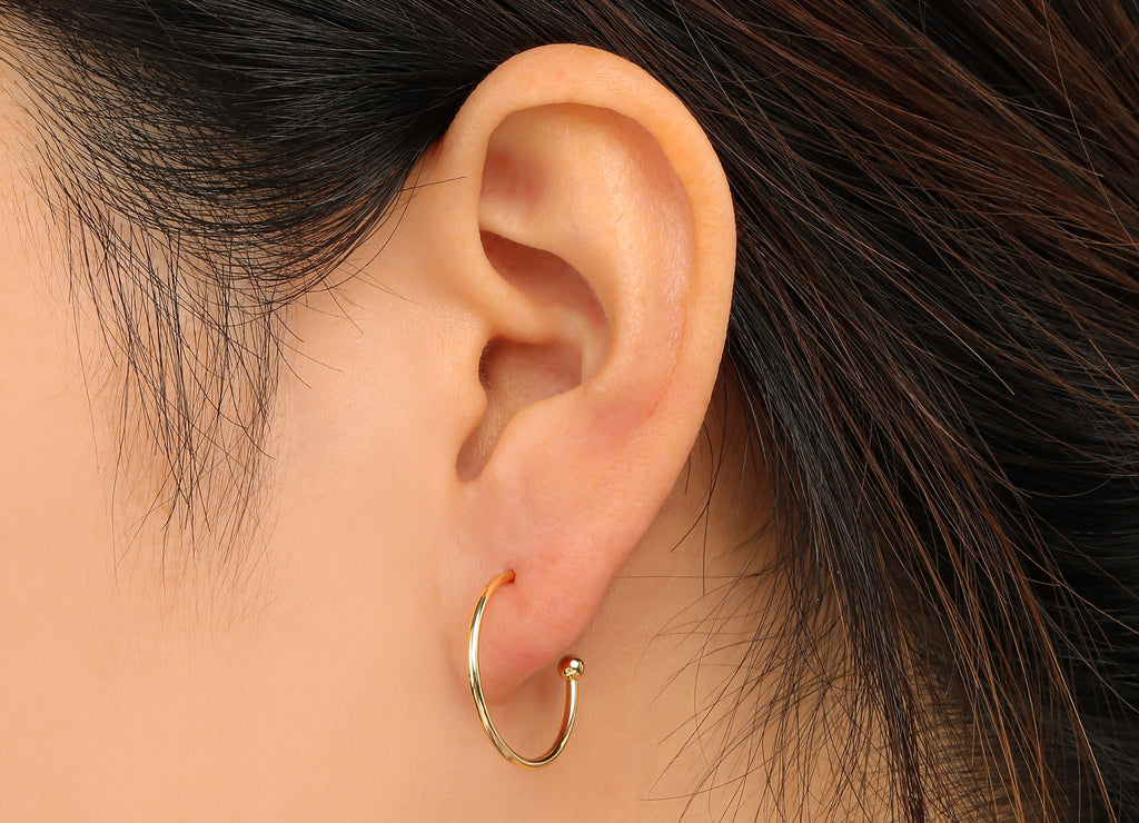 Brass Stud Earrings - Brass C Hoop Stud Earrings - 18K Real Gold Plated Brass Post Earring - Earring Findings -25.54x19.67x2.78mm- RGP4558 - DOMEDBAZAAR
