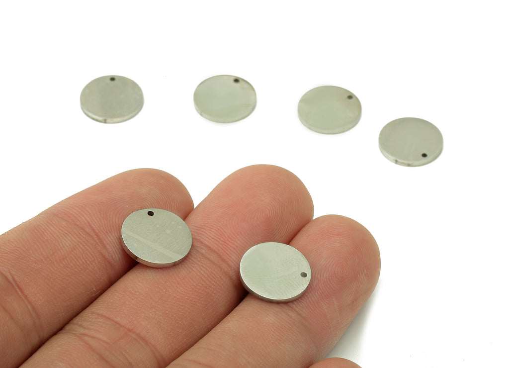 Steel Round Earring Charms - Circle Pendant - 216 Stainless Steel - 18K Real Gold Plating Charm - 11.8x11.8x1.1mm - SS1416 - DOMEDBAZAAR