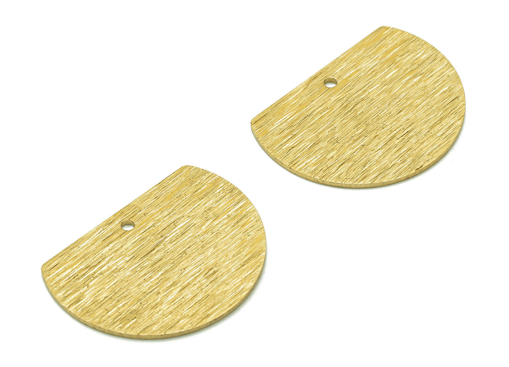 Brass Half Round Earring Charms - Raw Brass Textured Semicircle Pendant - Earring Findings - Stamping Blank - 25.1x19x0.8mm - PP8000 - DOMEDBAZAAR