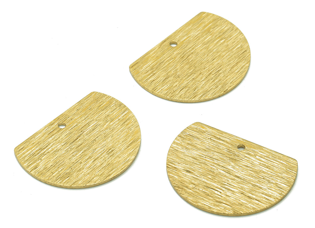 Brass Half Round Earring Charms - Raw Brass Textured Semicircle Pendant - Earring Findings - Stamping Blank - 25.1x19x0.8mm - PP8000 - DOMEDBAZAAR