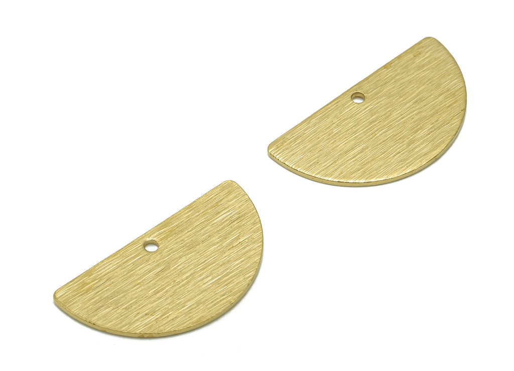 Brass Half Round Earring Charms - Raw Brass Textured Semicircle Pendant - Earring Findings - Stamping Blank - 24.3x13.1x0.8mm - PP8001 - DOMEDBAZAAR