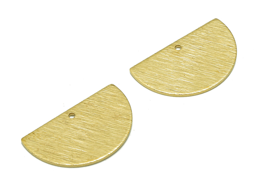 Brass Half Round Earring Charms - Raw Brass Textured Semicircle Pendant - Stamping Blank - Earring Findings - 21.4x12.9x0.8mm - PP8082 - DOMEDBAZAAR