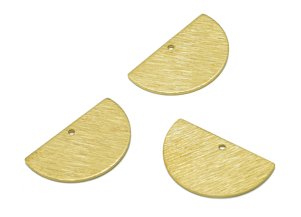 Brass Half Round Earring Charms - Raw Brass Textured Semicircle Pendant - Stamping Blank - Earring Findings - 21.4x12.9x0.8mm - PP8082 - DOMEDBAZAAR