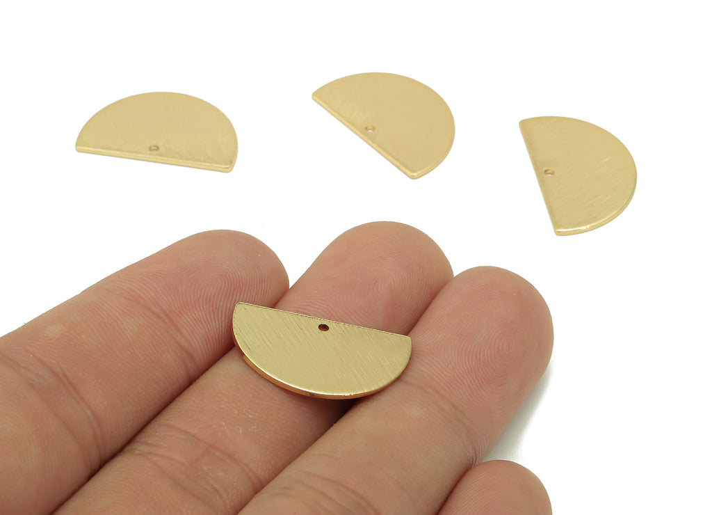 Brass Semicircle Earring Charm - Textured Half Round Earring - 18K Real Gold Plated Brass - Charm For Necklace - 21.5x13.1x0.8mm - RGP5506 - DOMEDBAZAAR