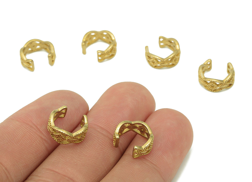 Brass Diamond Open Round C Ring - Raw Brass Wide Circle Cuff Ear - Hollow Hoop Earring Cuff - Rhombus Ear Clip - 11.57x10.8x1.32mm - PP8136 - DOMEDBAZAAR
