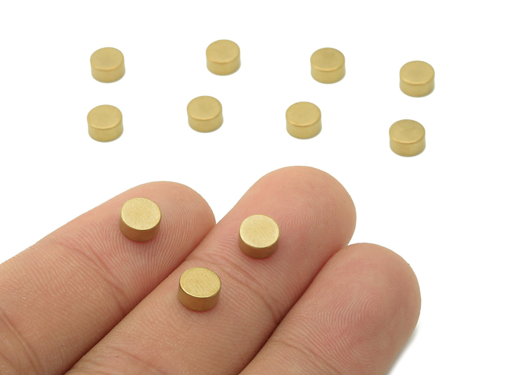 Brass Thick Cyclinder Earring Charms - Raw Brass Mini Circle Charm - Mini Thick Round Earring - Brass Findings - 5.9x5.9x3mm - PP8067 - DOMEDBAZAAR