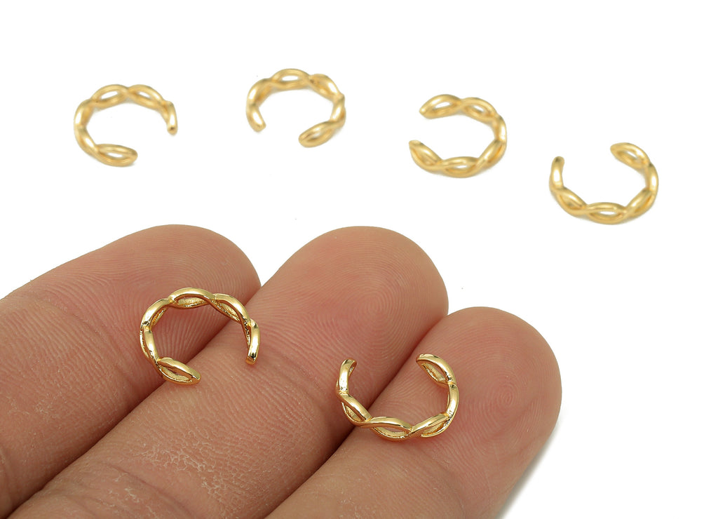 Brass Marquise Open Round C Ring - Hollow Hoop Ear Clip - Hoop Earring Cuff - 18K Real Gold Plating Cuff Ear - 11.2x2.5x1mm - RGP5539 - DOMEDBAZAAR