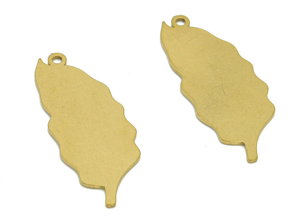 Brass Leaves Earring Charms - Raw Brass Leaf Earring - Stamping Blank Pendant With Loop - Charm For Necklace - 32.1x12.8x0.8mm - PPA5655 - DOMEDBAZAAR