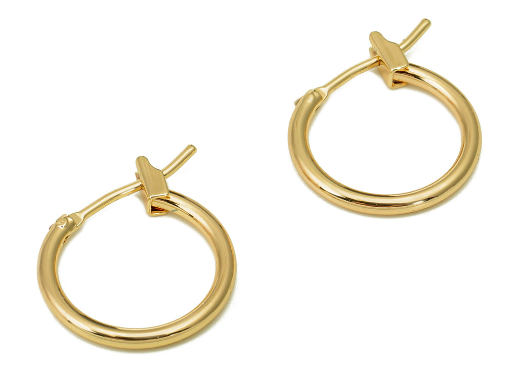 Brass Thin Hoops in Gold Clasp - Endless Hoop Earrings - Tiny Dainty Earring Clasp - 18K Real Gold Plated Brass- 18.2x14.8x1.4mm - RGP5463 - DOMEDBAZAAR
