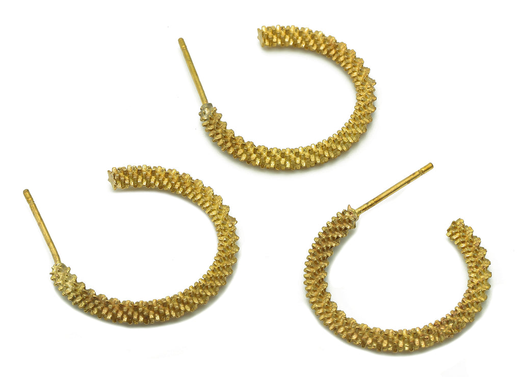 Brass Star Hoop Earrings Stud - Raw Brass C Earring Post - Thick Open Hoop - Ear Wires Stud Earring - Brass Stud - 23.1x19.8x2.6mm - PP8016 - DOMEDBAZAAR