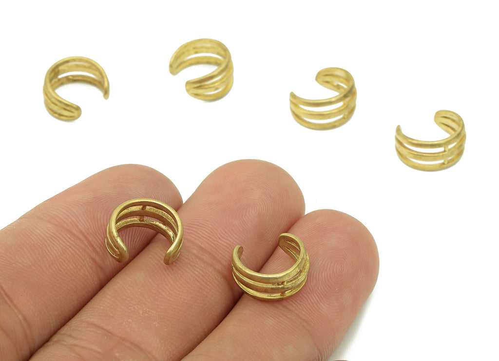Brass Open Round C Ring - Raw Brass Circle Earring Cuff - Hoop Hollow Ear Clip - Wide Cuff Ear - Wide Ear Cuff - 11.59x10.22x1.15mm - PP8089 - DOMEDBAZAAR